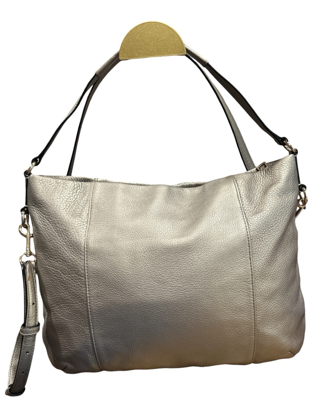 Coach Metallic Silver Pebbled Leather Shoulder Bag - Picture 4 of 9